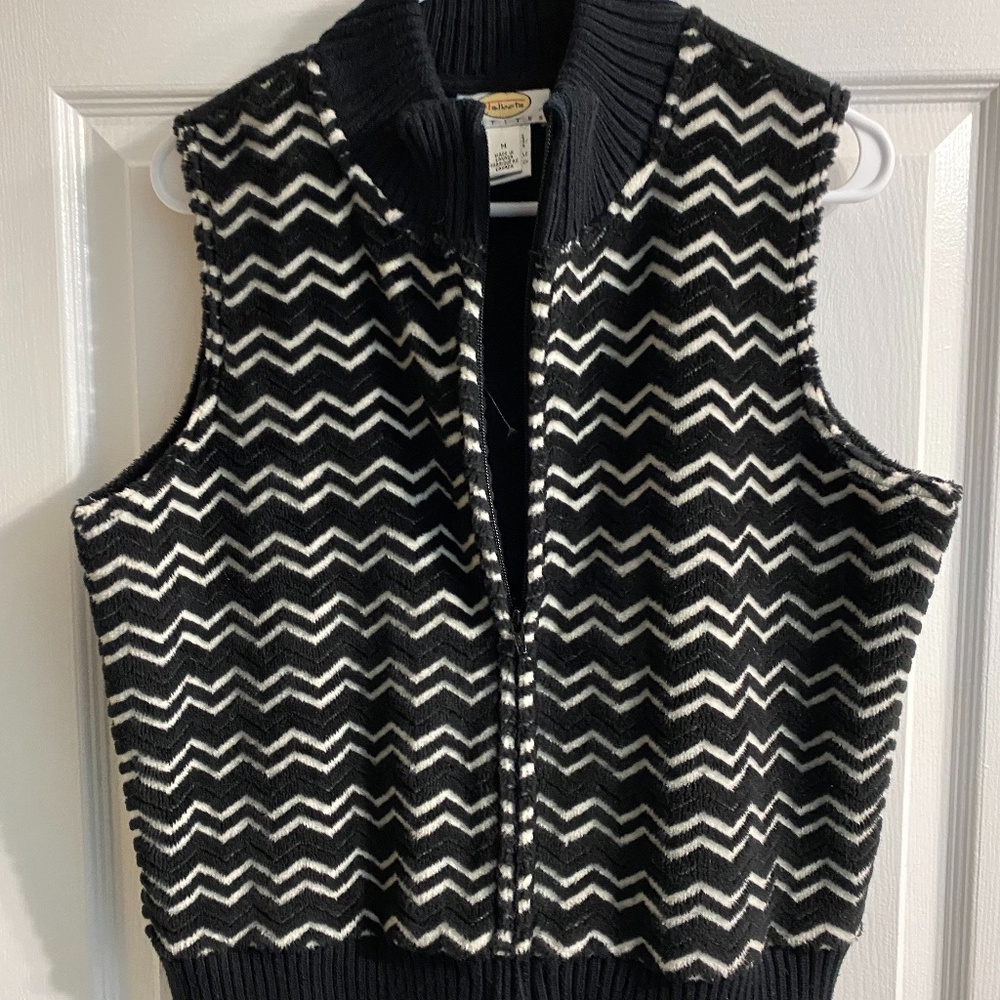 Talbots Black and White Vest